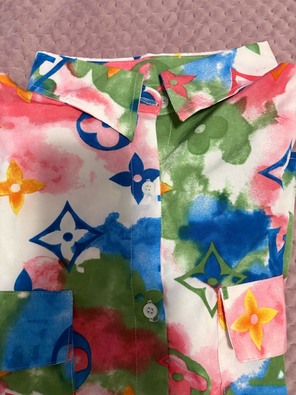 Multicolor Watercolor Button-Down Shirt